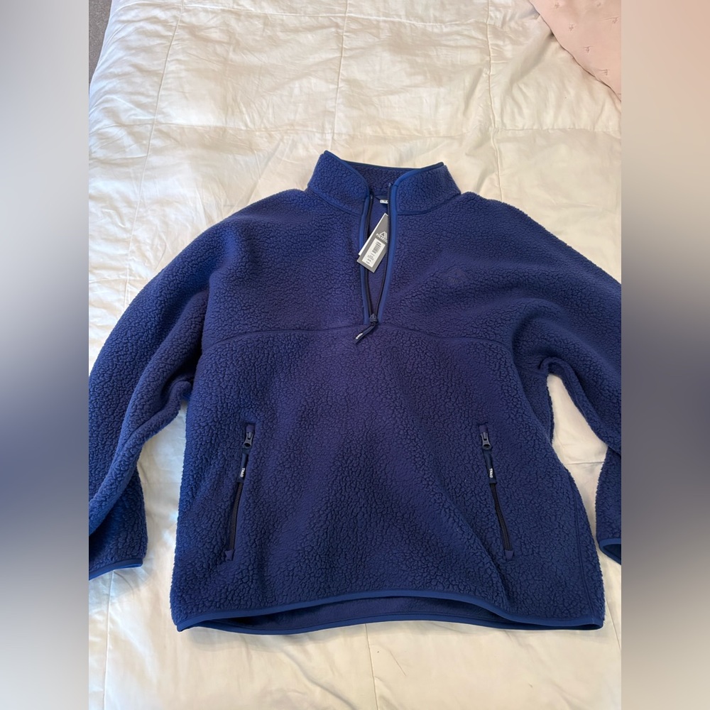 Aritzia Navy Blue Fleece Half-Zip Pullover